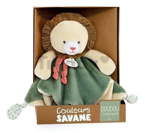 Plyšový lev na maznanie Couleurs Savane Doudou et Compagnie zelený 25 cm od 0 mes