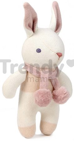 Bábika pletená zajačik Baby Threads Cream Bunny Rattle ThreadBear 22 cm krémová z jemnej mäkkej bavlny od 0 mes