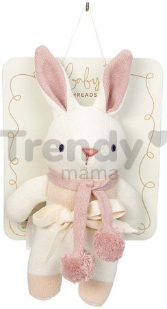 Bábika pletená zajačik Baby Threads Cream Bunny Rattle ThreadBear 22 cm krémová z jemnej mäkkej bavlny od 0 mes