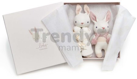 Bábiky pletené zajačiky Baby Threads Cream Bunny Gift Set ThreadBear krémové z jemnej mäkkej bavlny v darčekovom balení od 0 mes