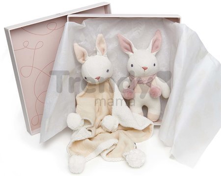 Bábiky pletené zajačiky Baby Threads Cream Bunny Gift Set ThreadBear krémové z jemnej mäkkej bavlny v darčekovom balení od 0 mes