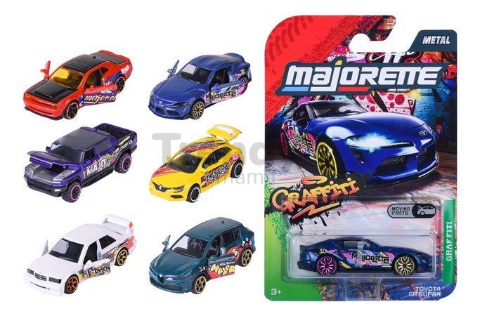 Autíčko Graffiti Premium Majorette kovové s odpružením 6 rôznych druhov dĺžka 7,5 cm