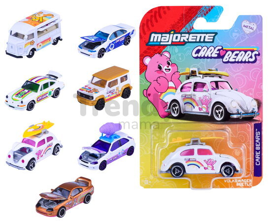 Autíčko Care Bears Premium Majorette metalice, 6 tipuri diferite, lungime 7,5 cm, 1:64