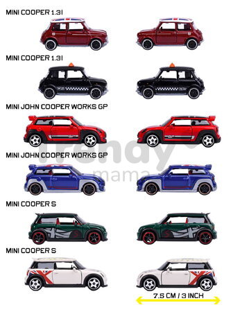 Mașinuță Mini Premium Majorette din metal, 6 tipuri diferite, cu suspensie; lungime 7,5 cm; 1:64