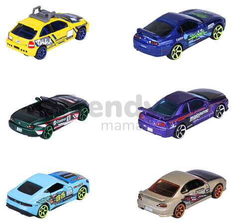 Mașinuță JDM Legends Deluxe Majorette metalice, 6 tipuri diferite, cu cutie de colecție; lungime 7,5 cm; 1:64