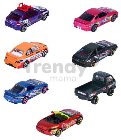Mașinuță JDM Legends Deluxe Majorette metalice, 6 tipuri diferite, cu cutie de colecție; lungime 7,5 cm; 1:64