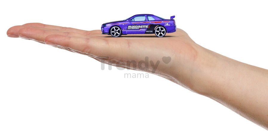 Mașinuță JDM Legends Deluxe Majorette metalice, 6 tipuri diferite, cu cutie de colecție; lungime 7,5 cm; 1:64
