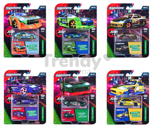 Mașinuță JDM Legends Deluxe Majorette metalice, 6 tipuri diferite, cu cutie de colecție; lungime 7,5 cm; 1:64