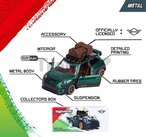 Mașinuță Mini Deluxe Majorette din metal, 6 tipuri diferite, cu cutie de colecție; lungime 7,5 cm; 1:64