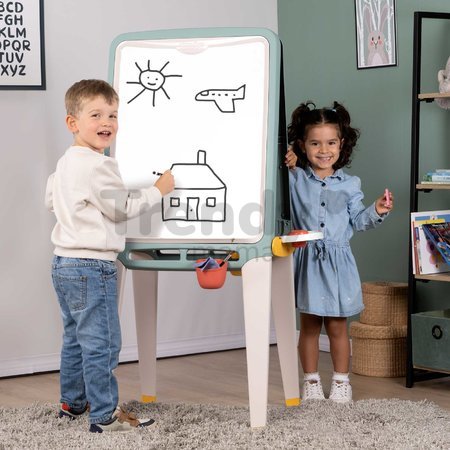 Tabuľa na kriedu a magnetky obojstranná Ultimate Easel Smoby s paletou na farby a úložným priestorom 13 doplnkov 125 cm výška