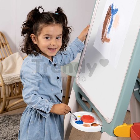 Tabuľa na kriedu a magnetky obojstranná Ultimate Easel Smoby s paletou na farby a úložným priestorom 13 doplnkov 125 cm výška