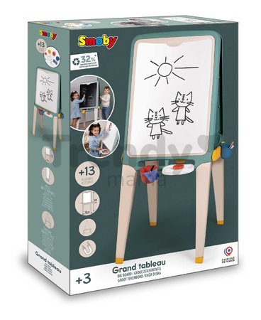 Tabuľa na kriedu a magnetky obojstranná Ultimate Easel Smoby s paletou na farby a úložným priestorom 13 doplnkov 125 cm výška