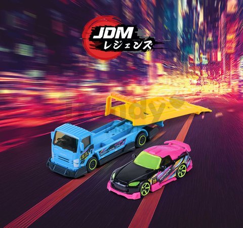 Transportér s autíčkom JDM Legends Majorette kovové s gumenými kolieskami 3 rôzne druhy