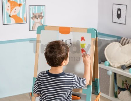 Drevená tabuľa obojstranná Wooden Easel Smoby magnetická/na kriedu skladacia s 80 doplnkami