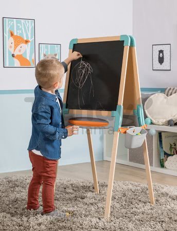 Drevená tabuľa obojstranná Wooden Easel Smoby magnetická/na kriedu skladacia s 80 doplnkami