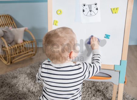 Drevená tabuľa obojstranná Wooden Easel Smoby magnetická/na kriedu skladacia s 80 doplnkami