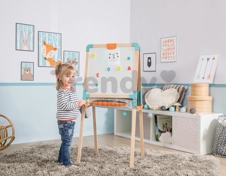 Drevená tabuľa obojstranná Wooden Easel Smoby magnetická/na kriedu skladacia s 80 doplnkami