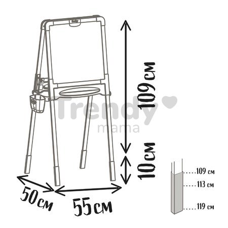 Drevená tabuľa obojstranná Wooden Board Smoby magnetická/na kriedu výškovo nastaviteľná skladacia s 80 doplnkami