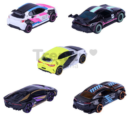 Autíčka Neon Racer 5 Giftpack Majorette set metalic de 5 tipuri, în ambalaj cadou, lungime 7,5 cm