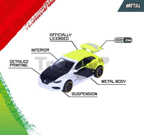 Autíčka Neon Racer 5 Giftpack Majorette set metalic de 5 tipuri, în ambalaj cadou, lungime 7,5 cm