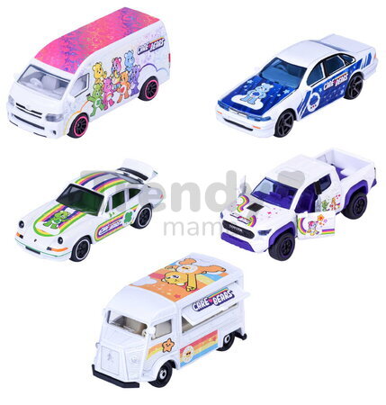 Autíčka Care Bears 5 Giftpack Majorette Set metalic cu 5 modele în ambalaj cadou, lungime 7,5 cm, 1:64