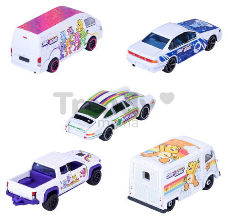 Autíčka Care Bears 5 Giftpack Majorette Set metalic cu 5 modele în ambalaj cadou, lungime 7,5 cm, 1:64