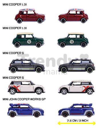 Mașinuțe Mini 5 Giftpack Majorette set metalic de 5 tipuri, în ambalaj cadou, lungime 7,5 cm, 1:64