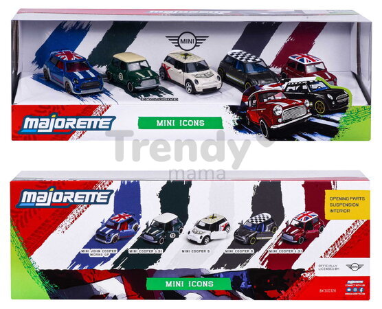 Mașinuțe Mini 5 Giftpack Majorette set metalic de 5 tipuri, în ambalaj cadou, lungime 7,5 cm, 1:64