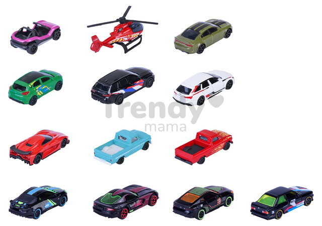 Autíčka Neon Racer Giftpack Majorette set metalic de 14 tipuri, în ambalaj cadou, lungime 7,5 cm, 1:64