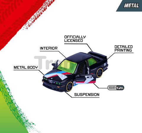 Autíčka Neon Racer Giftpack Majorette set metalic de 14 tipuri, în ambalaj cadou, lungime 7,5 cm, 1:64