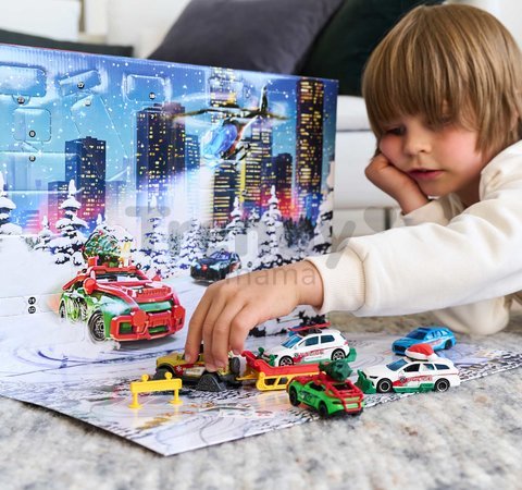 Adventný kalendár s autíčkami Advent Calendar Majorette 24 prekvapení so 16 doplnkami od 5 rokov