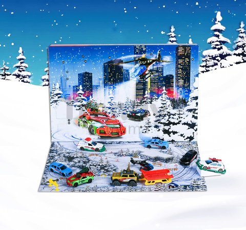 Adventný kalendár s autíčkami Advent Calendar Majorette 24 prekvapení so 16 doplnkami od 5 rokov