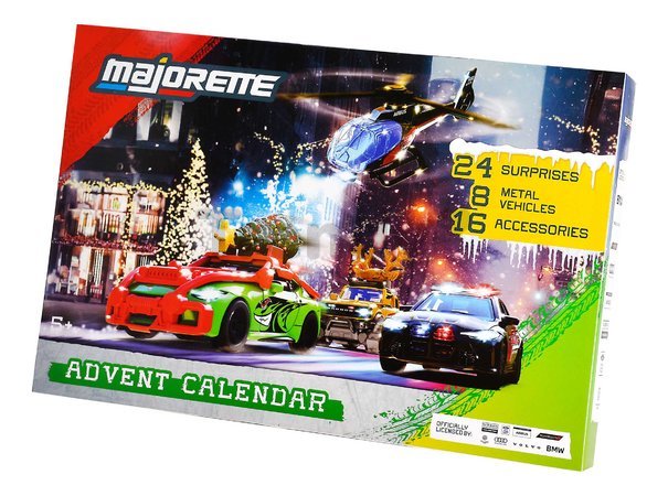 Adventný kalendár s autíčkami Advent Calendar Majorette 24 prekvapení so 16 doplnkami od 5 rokov