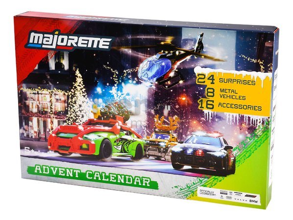 Adventný kalendár s autíčkami Advent Calendar Majorette 24 prekvapení so 16 doplnkami od 5 rokov
