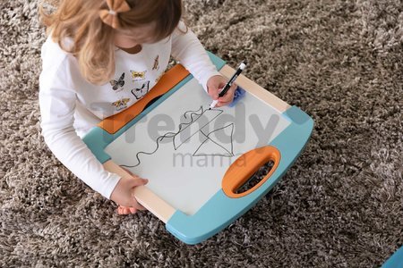 Prenosný tablet na kreslenie Modulo Slate Blue Smoby skladací so zmazateľnou fixkou handričkou a 4 papiermi