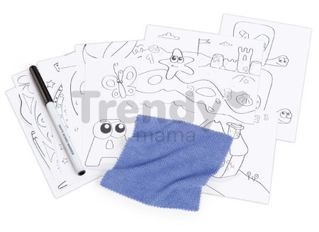 Prenosný tablet na kreslenie Modulo Slate Blue Smoby skladací so zmazateľnou fixkou handričkou a 4 papiermi