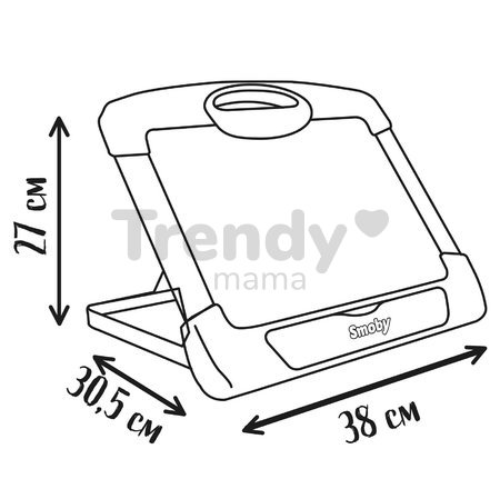 Prenosný tablet na kreslenie Modulo Slate Blue Smoby skladací so zmazateľnou fixkou handričkou a 4 papiermi