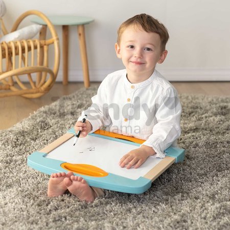 Prenosný tablet na kreslenie Modulo Slate Blue Smoby skladací so zmazateľnou fixkou handričkou a 4 papiermi