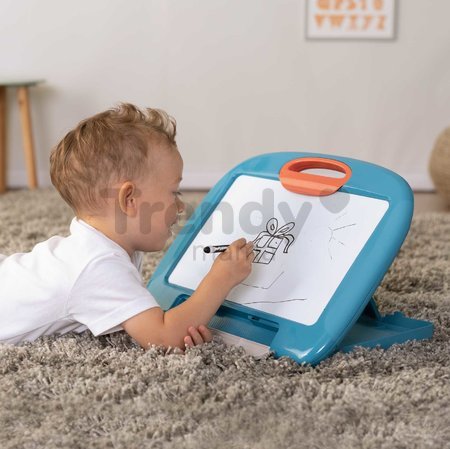 Cestovný tablet na kreslenie Travel Slate Smoby skladací ľahko prenosný so zmazateľnou fixkou handričkou a 4 papiermi