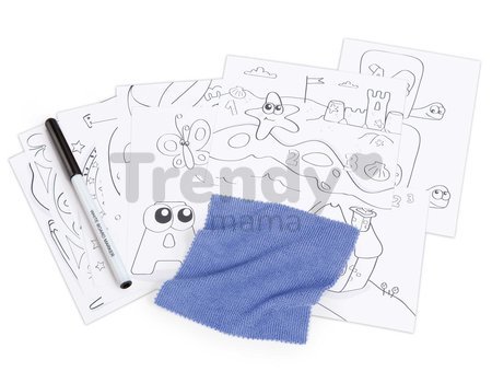 Cestovný tablet na kreslenie Travel Slate Smoby skladací ľahko prenosný so zmazateľnou fixkou handričkou a 4 papiermi