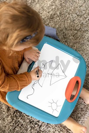 Cestovný tablet na kreslenie Travel Slate Smoby skladací ľahko prenosný so zmazateľnou fixkou handričkou a 4 papiermi