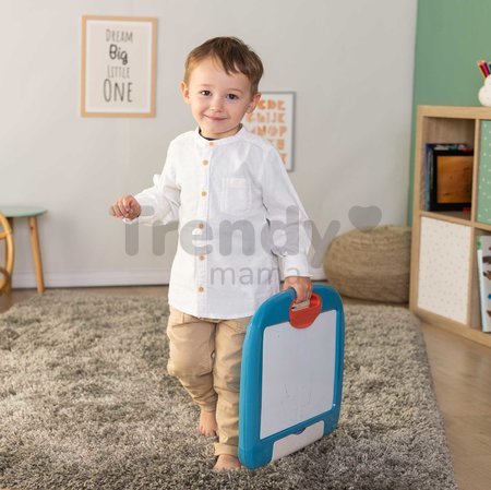 Cestovný tablet na kreslenie Travel Slate Smoby skladací ľahko prenosný so zmazateľnou fixkou handričkou a 4 papiermi