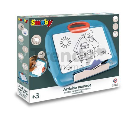 Cestovný tablet na kreslenie Travel Slate Smoby skladací ľahko prenosný so zmazateľnou fixkou handričkou a 4 papiermi