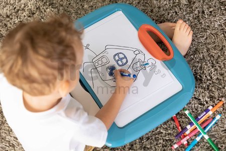 Cestovný tablet na kreslenie Travel Slate Smoby skladací ľahko prenosný so zmazateľnou fixkou handričkou a 4 papiermi