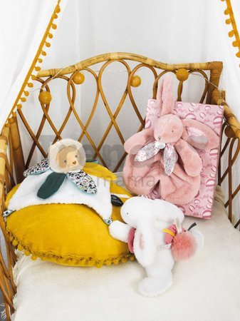 Plyšový zajačik na maznanie Bunny Comforter Pink Doudou et Compagnie v darčekovom balení ružový 29 cm od 0 mes