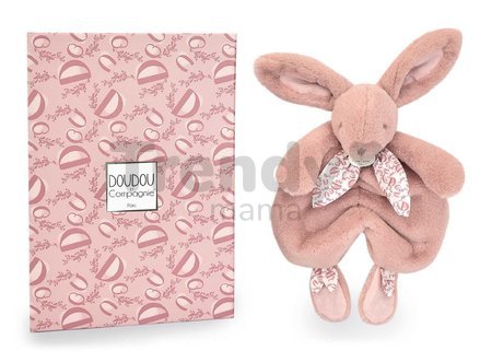 Plyšový zajačik na maznanie Bunny Comforter Pink Doudou et Compagnie v darčekovom balení ružový 29 cm od 0 mes