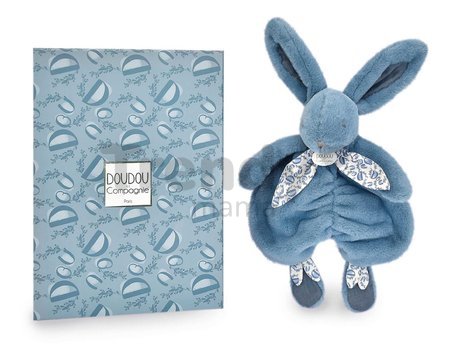 Plyšový zajačik na maznanie Bunny Comforter Blue Doudou et Compagnie v darčekovom balení modrý 29 cm od 0 mes