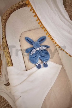 Plyšový zajačik na maznanie Bunny Comforter Blue Doudou et Compagnie v darčekovom balení modrý 29 cm od 0 mes