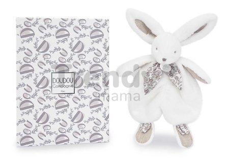 Plyšový zajačik na maznanie Bunny Comforter White Doudou et Compagnie v darčekovom balení biely 29 cm od 0 mes