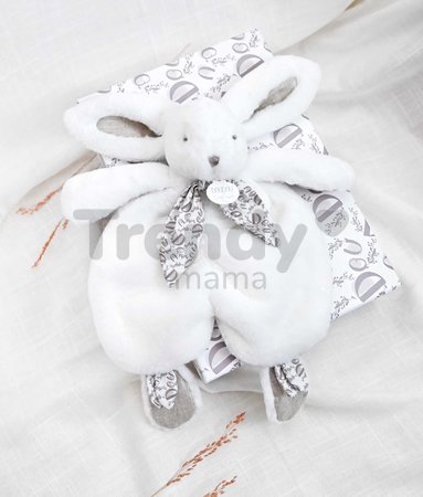 Plyšový zajačik na maznanie Bunny Comforter White Doudou et Compagnie v darčekovom balení biely 29 cm od 0 mes